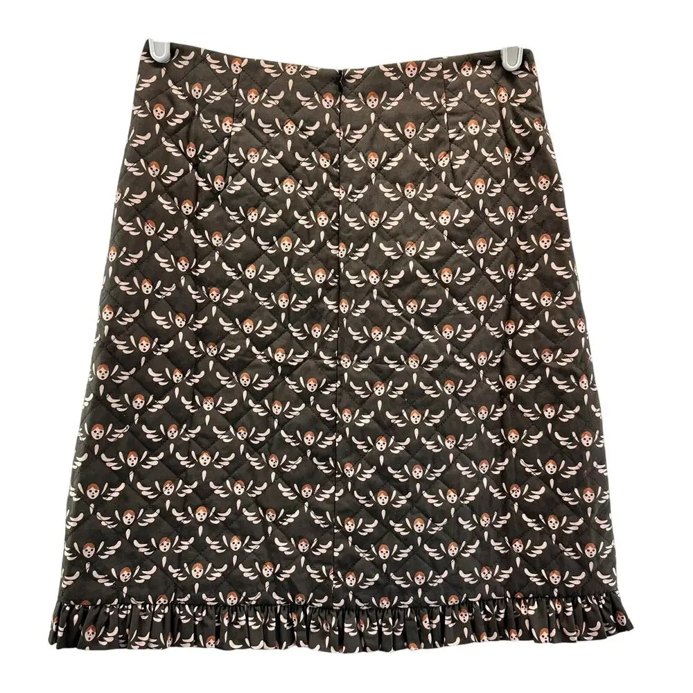 Kristinit Quilted Angel Skirt Brown Pink Ruffles Small Academia Clueless